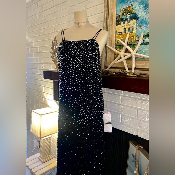 VTG (NWT), Mark & John by Gopal, Stunning Black Beaded Gown,Strap-Back,Size 2X - Picture 6 of 15